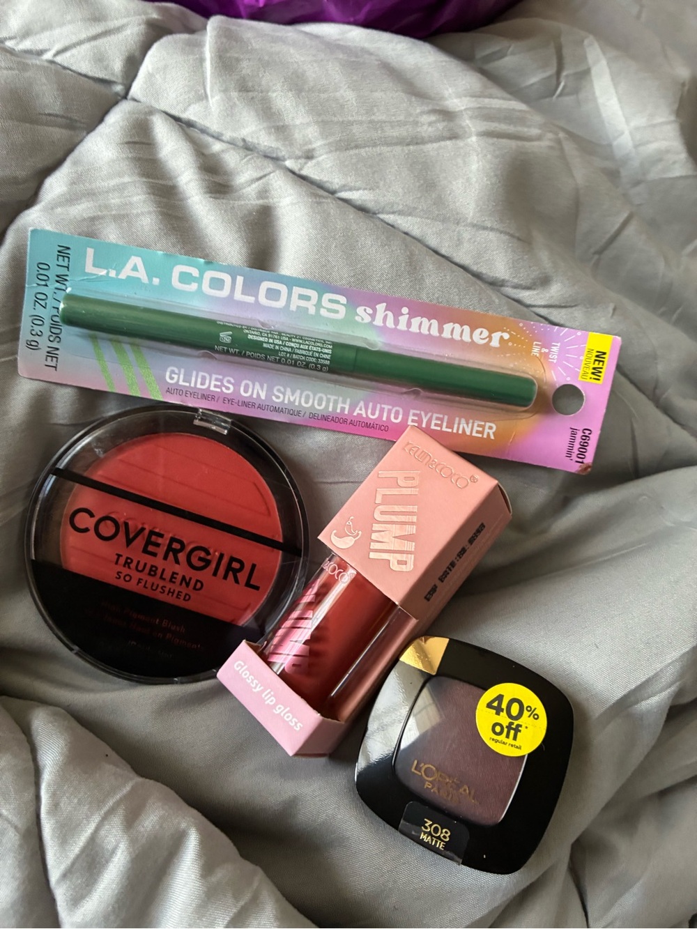 COVERGIRL TruBlend Blush & Assorted Makeup Bundle (red, green, pink, purple)